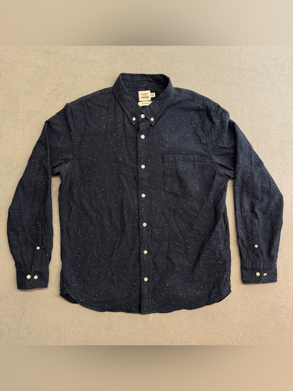Flint And Tinder Shirt XL Men's Button Up Long Sleeve Slim Fit Cotton Blue